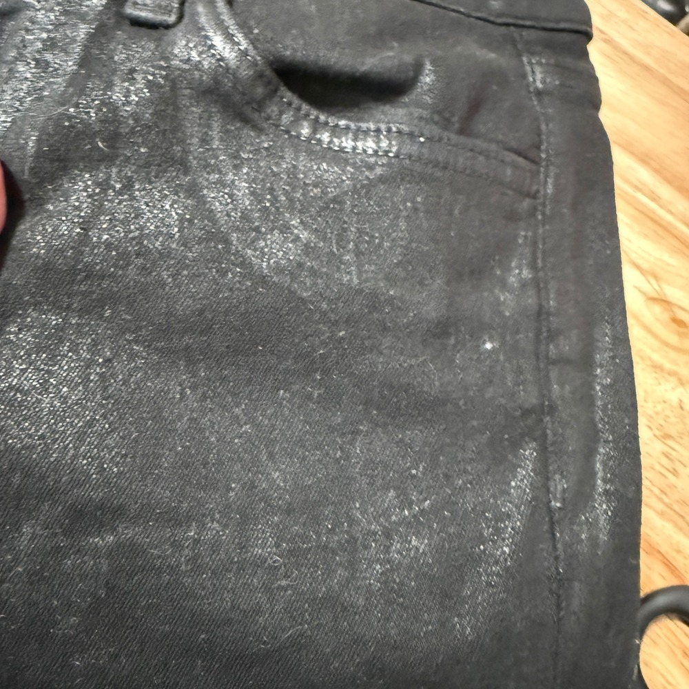 Joe's Jeans Skinny Ankle Coated Waxed Denim Pants 26 Black Excellent - Picture 2 of 8